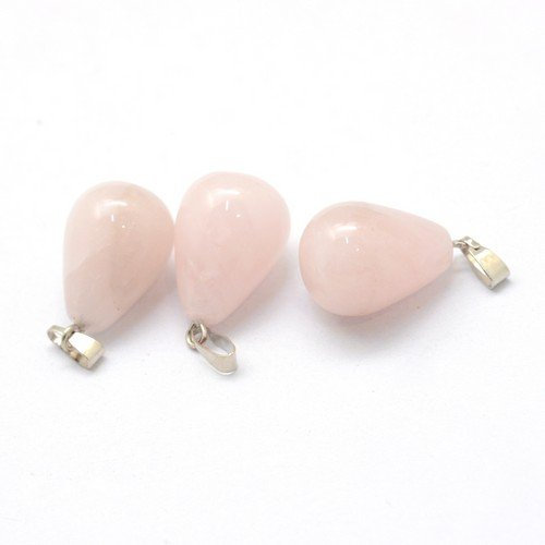 Charming Beads Rose Quartz Pendants – Teardrop Pink 14x24mm Pack of 3 – Natural Gemstone Jewellery Making Supplies