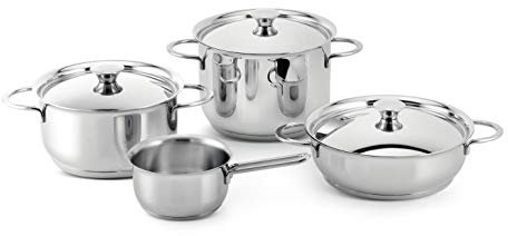 Lagostina Deliziosa Set di Pentole Induzione, Gas e Forno in Acciaio Inox 18/10, 7 Pezzi, Fondo Lagoseal Plus, Batteria di Pentole con 2 Casseruole Fonde, Casseruola Semifonda, Pentola, 3 Coperchi