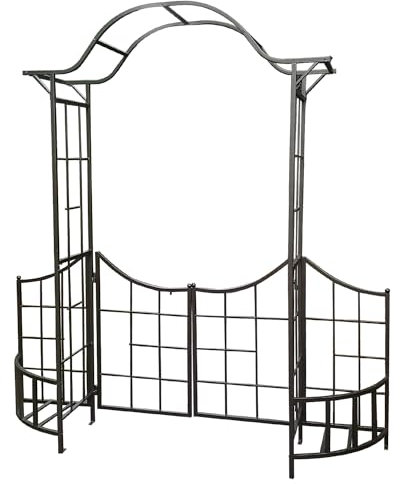LEISURELIFE Garden Arbor mit Tor, Zaun, Rankhilfe und Pflanzgefäß Halterungen