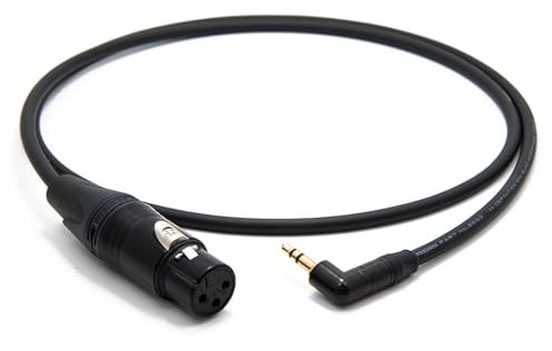 enoaudio Mogami 2893 Quad Câble professionnel caméra microphone | Neutrik Gold 3,5mm mini jack coudée – XLR femelle - 40 cm