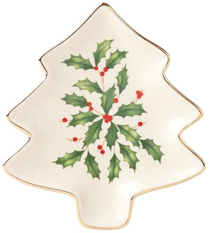 Lenox Serveware, Hosting The Holidays Tree Plate, Festive Porcelain Dinnerware, Service for 1, Pasta, Salad and Dinner, Dishwasher Safe, Christmas Decorations (MultiColor, 5.75 inch Length, 1 Piece)