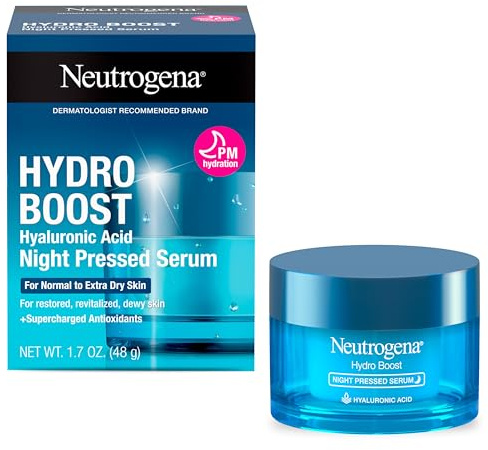 Neutrogena Hydro Boost Night Pressed Serum - with Hyaluronic Acid & Antioxidants, Hydrating Face Moisturizer that Restores & Revitalizes Skin Overnight, for Normal to Extra Dry Skin, 1.7 oz