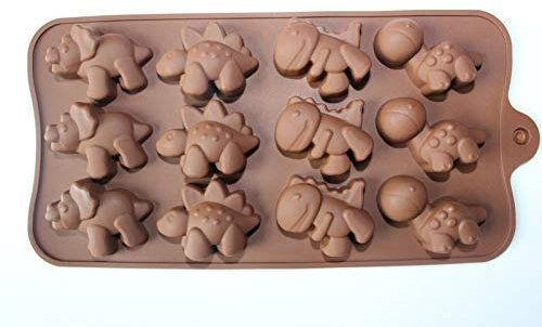 Gifts UK® 12 Dinosaurs Silicone Mould Chocolate Fondant Jelly Ice Cube Mold 1 pc