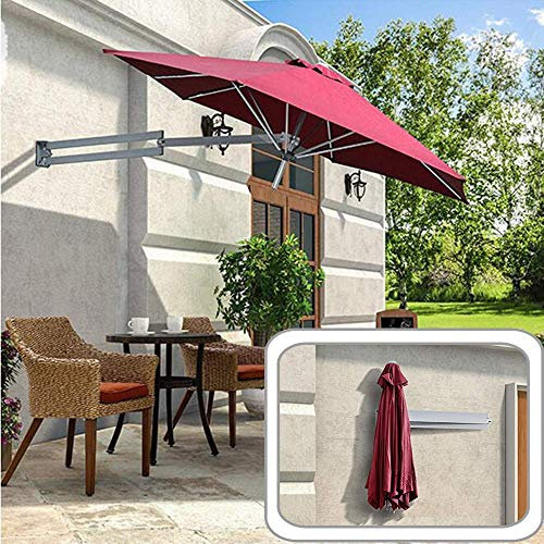 FWZJ Wandhalterung Freischwinger Sonnenschirm Außenterrassenschirm 220 x 220 cm Aluminium Runder Sonnenschirm mit Verstellbarer Neigung und Wandhalterung