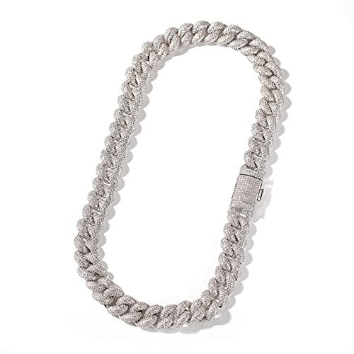 Fantex 14MM Iced Out Shiny CZ Diamant Neuheit Kubanische Gliederkette, 18K vergoldet Hip Hop Dickes Seil Chokerhalskette für Männer Frauen (20)