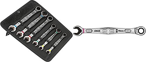 Wera Joker Combination Double Open-Ended Wrench Set, 6pc, 05020022001 & Joker Combination Ratchet Spanner, 8 mm, 05073268001