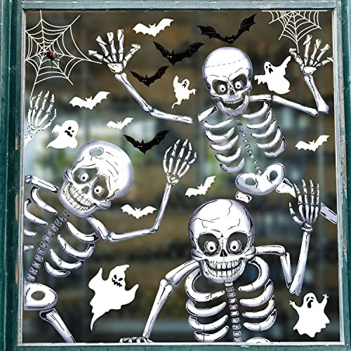 Svanco Halloween Aufkleber Fensterdekorationen DIY Wandaufkleber Abnehmbare Doppelseitige Elektrostatische Totenkopf Aufkleber