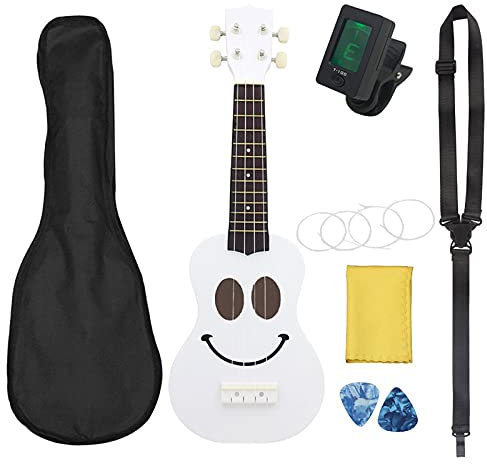 21 Zoll 4 Schnur Smiley White Ukulele Für Anfänger Ukulele Anfänger Ukulele (Color : Ukulele Set)