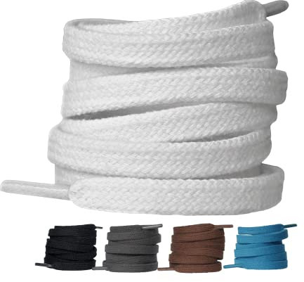 LaceHype 2 Paar - Schnürsenkel 100% Baumwolle Flache reißfeste Schuhbänder für Sneakers, Sportschuhe, Laufschuhe, Turnschuhe (Weiß, 100)