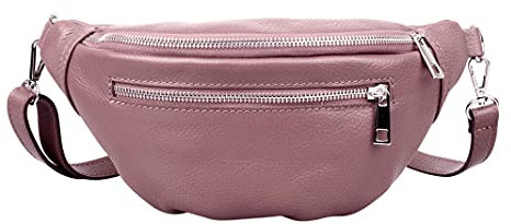 Marco VENEZIA Bauchtasche Damen, Handtasche Damen, Umhängetasche Damen, Crossbody Bag Damen, Handtasche damen Umhängetasche, Gürteltasche Damen (Alt-rose)