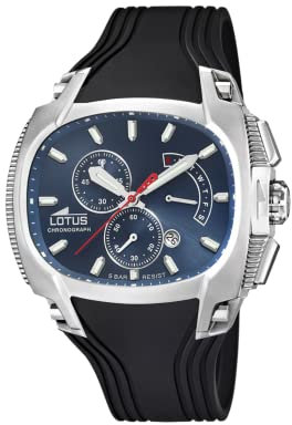 LOTUS Reloj Hombre 15754/A Special Prices Caja de Acero Inoxidable 316l Plateado Correa de Caucho Negro