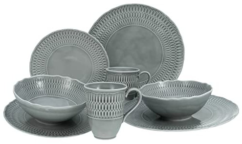 CreaTable, 33067, Serie SOFIA - STONE, 8-teiliges Geschirrset, Kombiservice aus Porzellan, spülmaschinen- und mikrowellengeeignet, Made in Europe