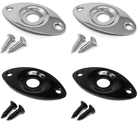 4Pcs Guitar Jack Output Plate Oval Guitar Input Jack Output With 8 Mounting Screws for Electric Guitar Bass Guitar Pickup Socket Jackplate