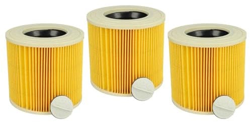 vhbw Filterset 3X Faltenfilter kompatibel mit Kärcher WD 3, WD 3.200, WD 2500 M Nass- & Trockensauger - Filter, Patronenfilter, Gelb