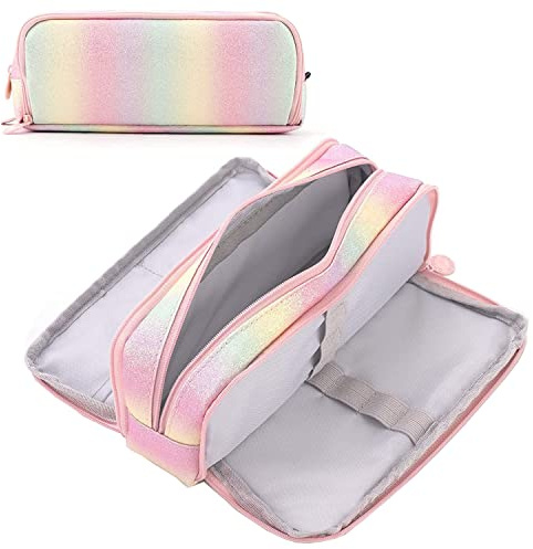 NEWUPZSI Federmäppchen Mädchen Jungen mit 3 Fächer Große, Mäppchen Mädchen Teenager, Federtaschen Pencil Case mit 3 Fach für Kinder Studenten Erwachsene Schule Büro Makeup Geschenk