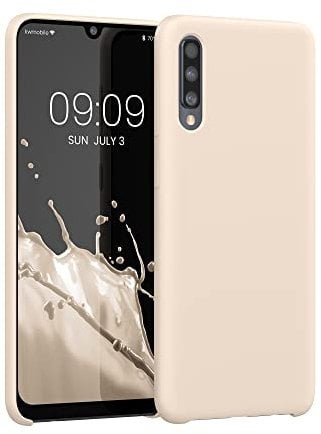 kwmobile Hülle kompatibel mit Samsung Galaxy A50 Hülle - Silikon Handy Case - Handyhülle weiche Oberfläche - kabelloses Laden - Creme matt