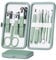 HANTEKAS Manicure Set 10 in 1 Stainless Steel, Nail Clippers Scissors Pedicure Tools Kit - Portable Travel Grooming Kit for Men and Women with Leather Case (Jade Green)