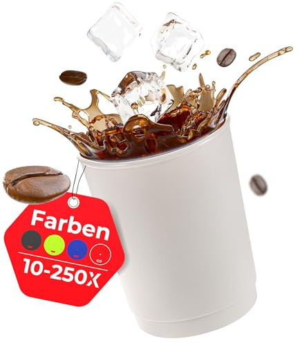 achilles Kaffeebecher, Mehrwegbecher, Trinkbecher, Kunststoffbecher LFGB geprüft, spülmaschinenfest, stapelbar, 330 ml, Becher grau, 50 Stk.
