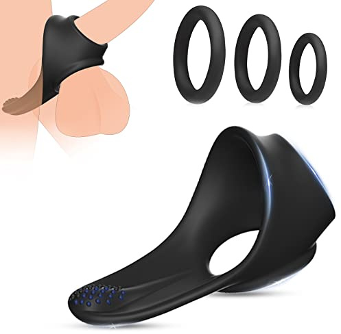 BDSMJOY Hodenring Pennisring dehnbar Silikon,mit 3 Penisringe,Hodenringe für den Mann,Sex Spielzeug für Paare,Penis Ring,Cockringe extrem Silikon,Ballstretcher,Sex Spielzeug für die Männer (Schwarz)