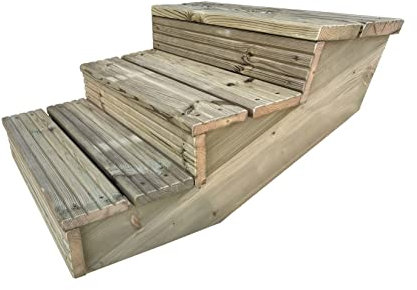 Arbor Garden Solutions decking step stringer kit, raised garden stairs (3 steps, 60cm width, natural finish)