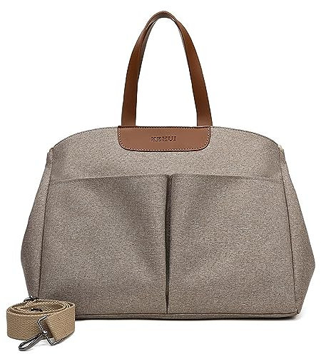 Vllcsla Wickeltasche Kinderwagen Damen Wasserdicht, Khaki, Baby Taschen für Mama Papa, Elegante Wickeltasche Große, mit 2 Kinderwagen Haken & Isoliertasche, 38x15x27 cm, Multifunktions, Universal
