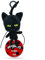 Miraculous Ladybug – Kwami Lebensgröße Plagg, Plüsch-Katzen-Plüschspielzeug zum Anstecken, super weiches Sammlerstück mit Glitzeraugen und farblich passendem Rucksack-Schlüsselanhänger (Wyncor)