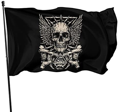 Yard-Flaggen Heavy Metal Skull Rock Hand 90X150Cm Gartenfahne Perfekte Lawn Sign Langlebig Parteifahne Décor Für Porch Outdoor Veranda