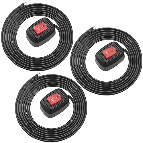 MKBKLLJY Lot de 3 interrupteurs à bascule rouges pour voiture - Montage en surface - DC 12 V - Interrupteur à bouton-poussoir LED - 24 V 110 V 230 V 3 A 5 A 10 A - Courant élevé avec câble de 100,1 cm