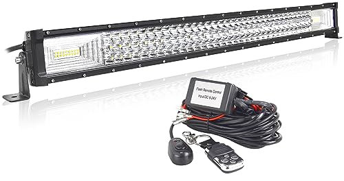 AUXTINGS 32 inch 405W LED Light Bar With 12V Strobe Remote Control Wiring Harness Cable Kit 6000K Flood Spot Beam Triple Row Driving Work Lamps for Vehicle Jeep 4x4 Off road Truck SUV