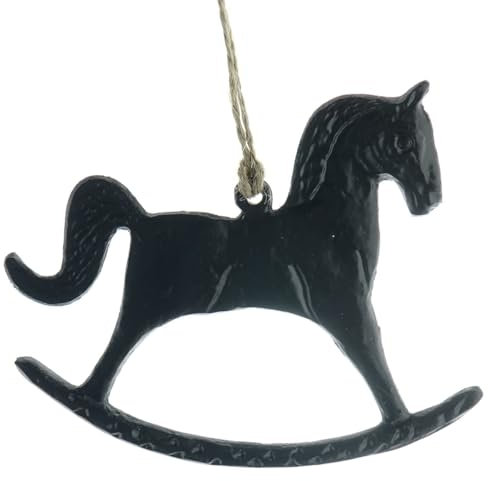 Weihnachtsanhänger Schaukelpferd Schwarz 12 cm - Aluminium