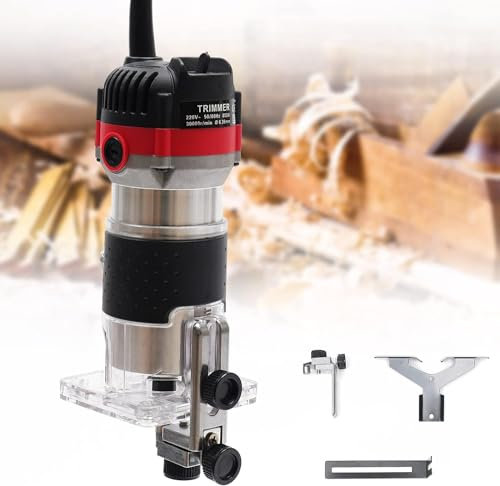 Kaichenyt Défonceuse professionnelle - Fraise à bords électrique - Tondeuse manuelle - 1/4 - Fraise à bois - Fraiseuse électrique à une main pour finition de surface - Coupe incurvée - 800 W