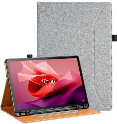 Vakarey for Lenovo Tab P12 Case with Pen Holder Kids Shockproof Cover for Lenovo P12 Case 12.7 Inch,Gray