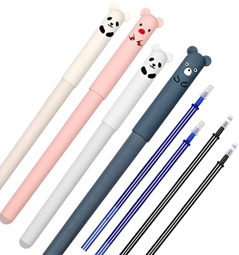4 Erasable Cartoon Pen, Löschbaren Gelstiften Radierbarer Kugelschreiber Mit 4 Nachfüllungen, Für Kinder Studenten Schule Büro (Blaue Mine)