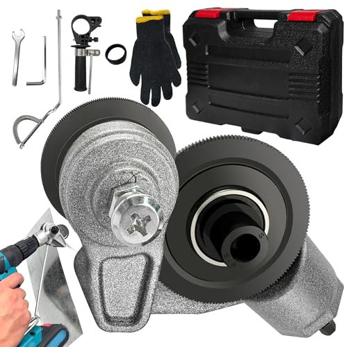 Upgraded Metal Sheet Cutter,Electric Drill Plate Cutter,Metal Nibbler Drill Attachment with Adapter,Electric Drill Shears Attachment Cutter Nibbler for Cutting Iron,Aluminum (Black)