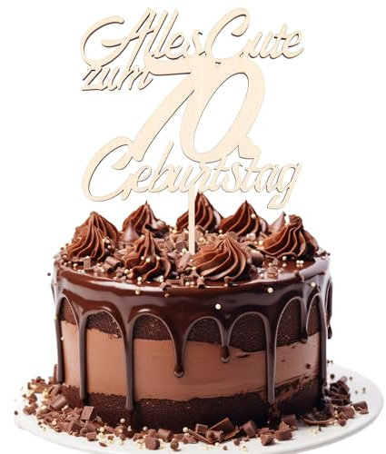 GoldRock Holz Torten Deko 70 Geburtstag Mann Frau,Tortendeko 70 Geburtstag Männer Deko,Kuchendeko Alles Gute zum 70 Geburtstage Deko,70. Geburtstage Frauen Kuchen Deko,Cake Topper 70 Jahre