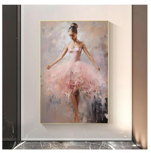 Ballerina-Wandgemälde, Ballerina, schöne Kunst, Tänzerin, Kunstwerk, Leinwand, Ballett, für Wohnzimmer, Dekor, Farben, Wandkunst, Schlafzimmer – (75 x 100 cm), 30 x 39 Zoll, rahmenlos