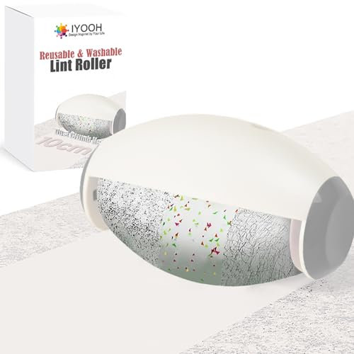 IYOOH Reusable Lint Roller Ball, Mini Travel Size Lint Roller for Clothes, On The Go Small Portable Lint Ball Remover for Clothes and Pet Hair, Extra Sticky & Washable Gel (White)