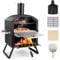 TANGZON Outdoor Pizza Oven, 2 Tier Wood-fired Pizza Maker with Waterproof Cover, Cooking Grill and Pizza Stone, Outdoor Garden Patio BBQ Pizza Cooker for Meat, Fish and Veg