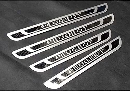 ZENCIX 4pcs Plaque Seuil Seuil Porte de Voiture, pour Peugeot 308 208 508 207 3008 2008 307, Bandes Protection en Acier Inoxydable, Accessoires de Décoration Extérieure Antidérapants Anti-Rayures