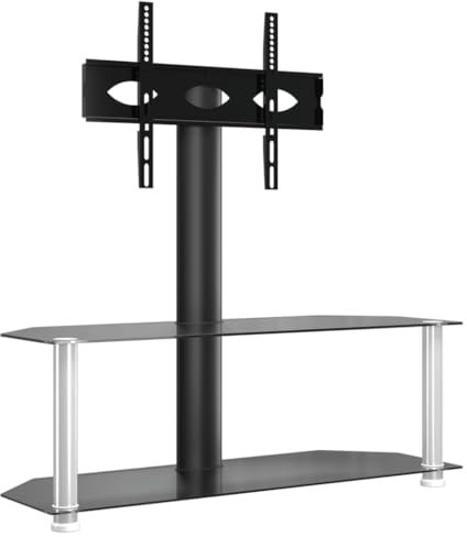 vidaXL Mueble de TV de Esquina 2 Niveles para 32-70 Pulgadas, Soporte Televisor, Mesa Esquinera Almacenaje, Mueble de Salón Dormitorio, Negro Plateado