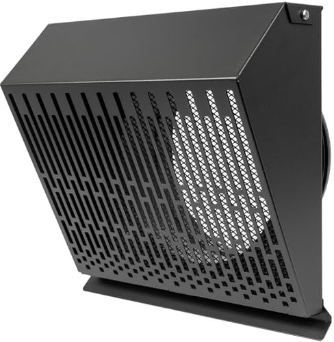 Vent Systems 200 mm / 8 Inch Exhaust Vent Cover with Rubber Gasket - Graphite Black Galvanized Steel - Robust Weatherproof Outdoor Air Exhaust Box - Duct or Surface Mounting - Rain Snow Protection