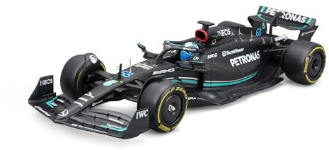 Bburago - 1/24 Racing – 2023 Mercedes-AMG F1 W14 E-Performance – mit Helm #Russell – Neuheit 2024: Eine präzise Nachbildung für Rennfans, der den Geist des Wettbewerbs einfängt