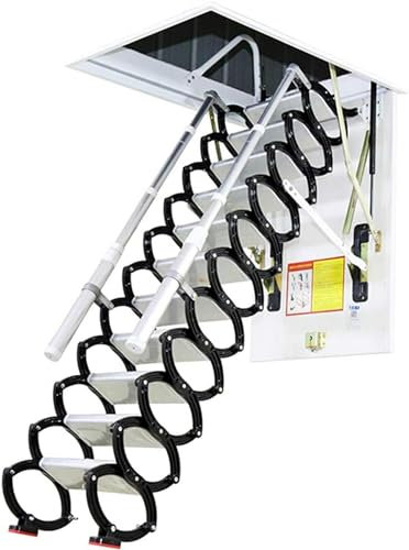 Attic Ladder with Hatch Telescopic fold loft Stair Pull Down Ceiling ladders Hinge 6.56 feet-13 feet Custom (Hole Size:23.62 * 39.37inch-Height:2.8M/9.18ft)*1pc