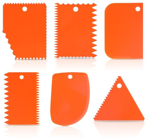 Amabro 6 Pcs Plastic Clay Scraper, Pottery Tools Plastic Clay Scraper Set Carved Soft Clay Sculpture Knife Industrial Clay Scraper Sculpture Tool for Professionals Pottery Enthusiast(Orange)