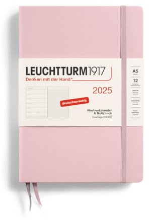 LEUCHTTURM1917 370484 Wochenkalender & Notizbuch Medium (A5) 2025, Puder, Deutsch