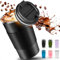 SENBSLAN Travel Mug,510ml Insulated Coffee Cup with Leakproof Lid,Non-Slip Coffee Travel Mugs for Hot Drinks,Double Walled Stainless Steel Thermal Mugs for Hot Cold Drinks (Black)