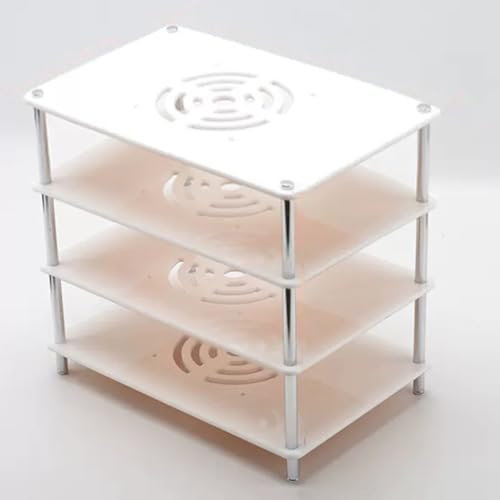 ZIUSFAC Mini Audio Rack Supports De Composants Vidéo en Acrylique Supports Audio pour Appareils HiFi Noir Media Stand À 1-5 Etagères, pour Home Cinéma Bureau(White,4-Tier)