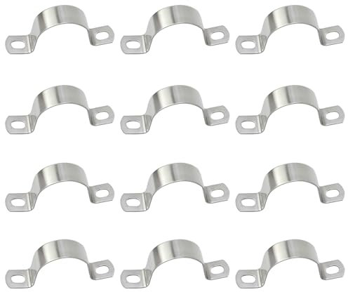 Soleeya U-Rohrschellen 10mm/16mm/20mm/25mm/32mm/50mm, Dauerhaft Edelstahl Befestigungsschelle, Verdickte Zweiloch U-FöRmige Rohrschellen, Schwerer Rohrschelle Halbrund (12pcs-25mm)