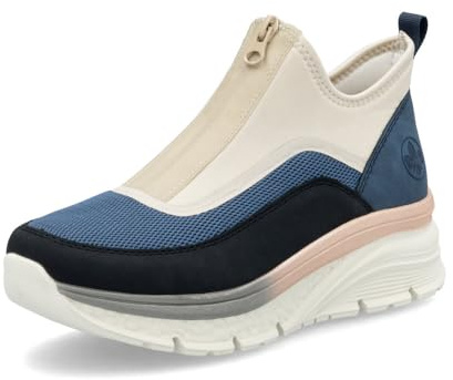 Rieker Damen Low-Top Sneaker 48053, Frauen Halbschuhe, lose Einlage,straßenschuhe,Strassenschuhe,Sportschuhe,blau Kombi (14),36 EU / 3.5 UK