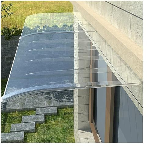 Tenda da finestra in policarbonato trasparente per esterni, estensibile e invisibile, per grondaie, protezione da sole e pioggia (50 x 80 cm)